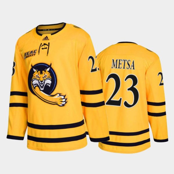 Men Quinnipiac Bobcats Zach Metsa #23 College Hockey Gold Alternate Jersey 2022