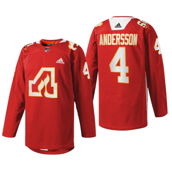 Men Rasmus Andersson Calgary Flames 50th Anniversary Jersey Red #4 Warm-Up