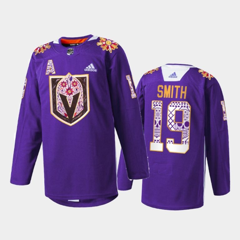 Men Reilly Smith Vegas Golden Knights Hispanic Heritage 2021 Jersey Purple #19 Warmup