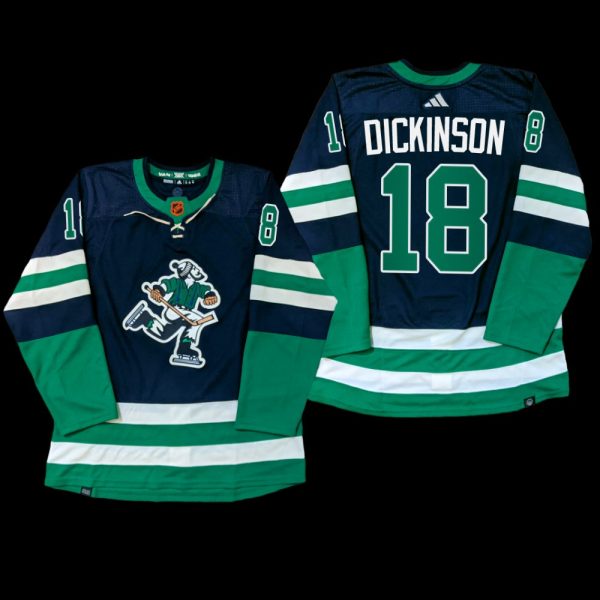 Men Reverse Retro Vancouver Canucks Jason Dickinson Jersey PrimeGreen Navy #18 Uniform