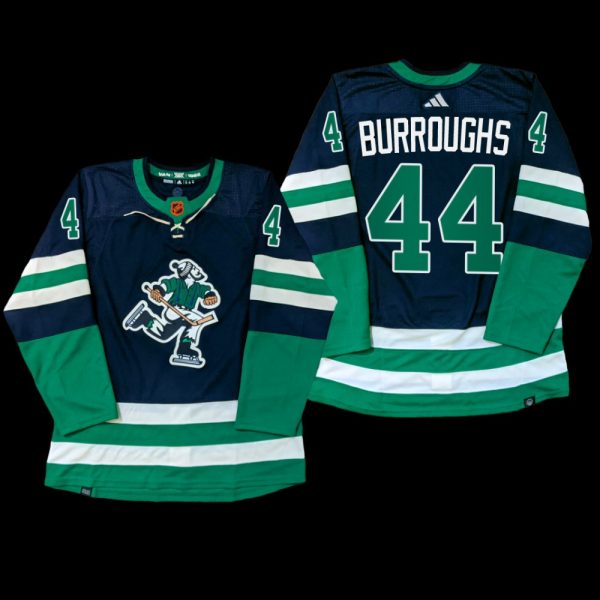 Men Reverse Retro Vancouver Canucks Kyle Burroughs Jersey PrimeGreen Navy #44 Uniform