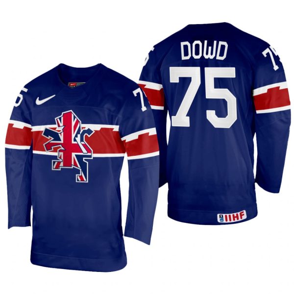 Men Robert Dowd Great Britain Hockey Navy Away Jersey 2022 IIHF World Championship