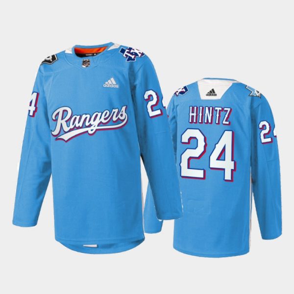 Men Roope Hintz Dallas Stars Texas Rangers Night 2022 Jersey Blue #24 Warmup