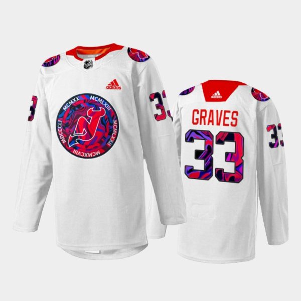 Men Ryan Graves New Jersey Devils Gender Equality Night Jersey White #33 Warm-up