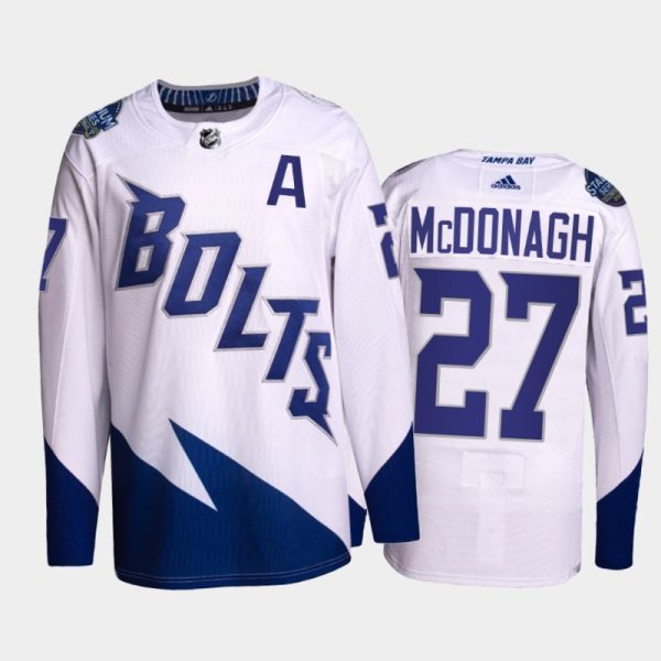 Men Ryan McDonagh Lightning 2022 Stadium Series Jersey #27 Primegreen White Uniform