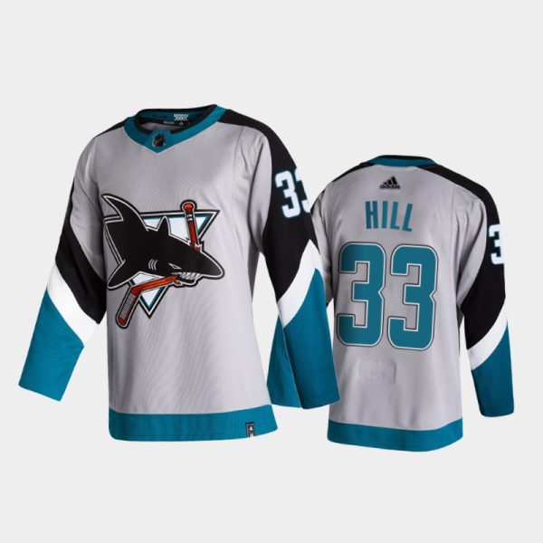 Men San Jose Sharks Adin Hill #33 2021 Reverse Retro Gray 2021 Trade Special Edition Jersey