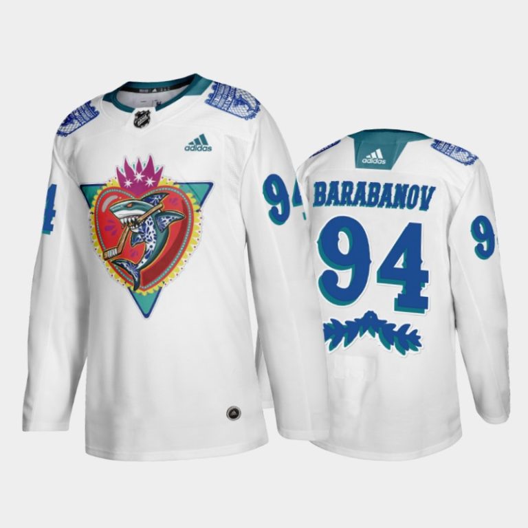 Men San Jose Sharks Alexander Barabanov #94 Los Tiburones Night White Jersey