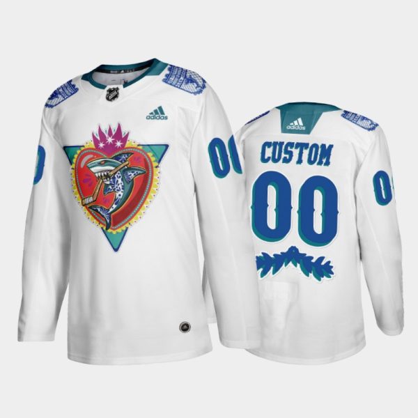 Men San Jose Sharks Custom #00 Los Tiburones Night White Jersey