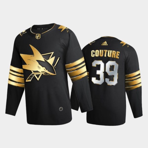 Men San Jose Sharks Logan Couture #39 2020-21 Golden Edition Black Limited Jersey