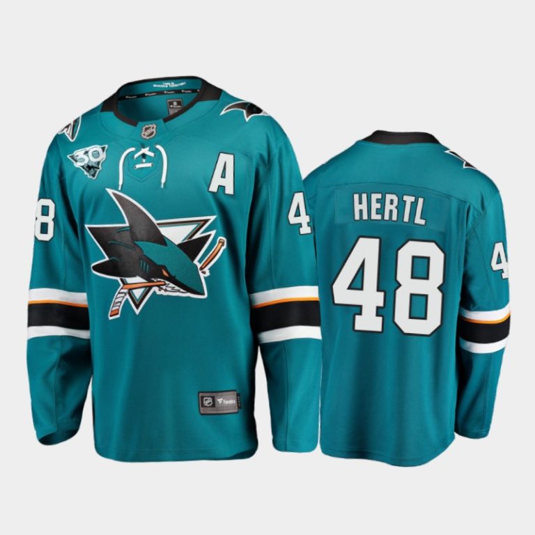 Men San Jose Sharks Tomas Hertl #48 2021 Reverse Retro Teal 30th Anniversary Home Jersey