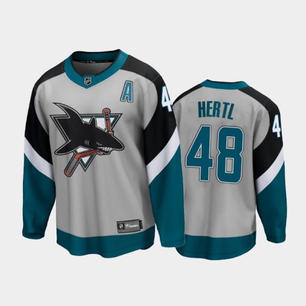 Men San Jose Sharks Tomas Hertl #48 Reverse Retro Gray 2021 Special Edition Jersey