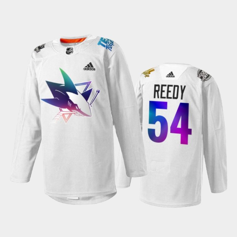 Men Scott Reedy San Jose Sharks Pride Night 2022 Jersey White #54 HockeyIsForEveryone