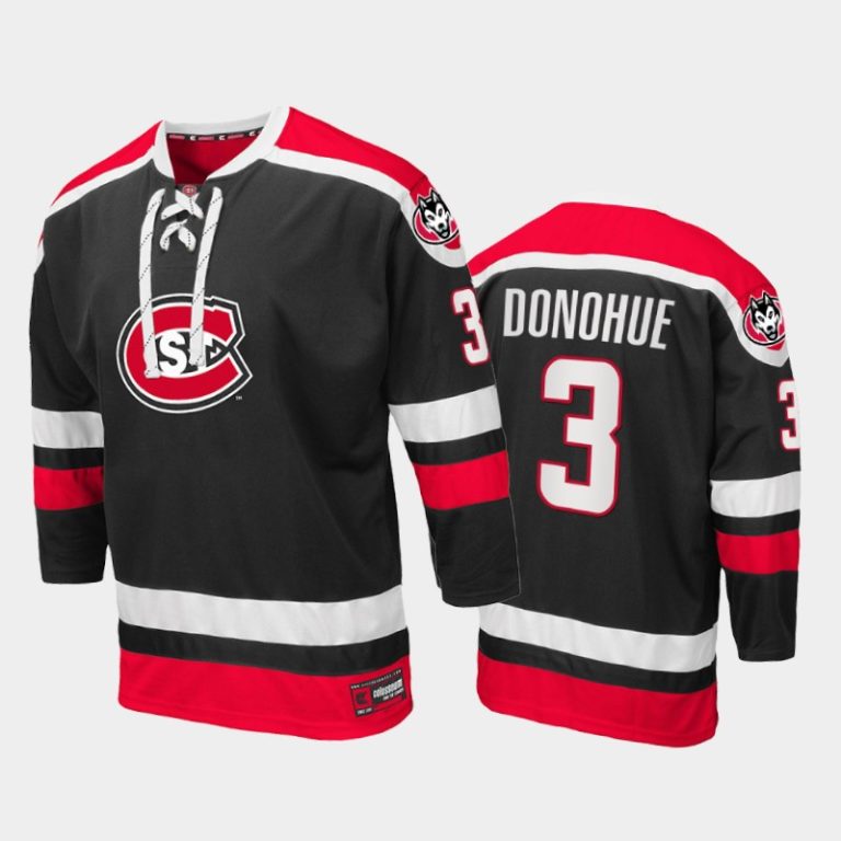 Men Seamus Donohue #3 St. Cloud State Huskies 2021-22 College Hockey Black Jersey