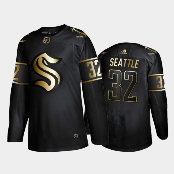 Men Seattle Kraken 32nd Club #32 Limited Golden Edition Black Jersey