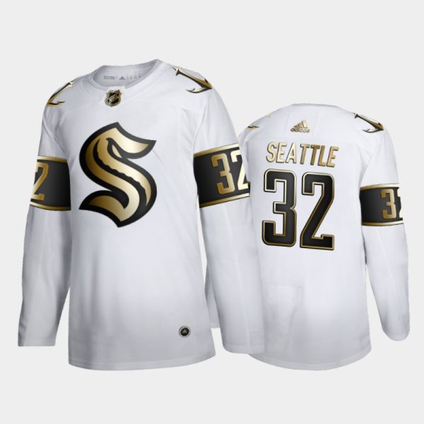 Men Seattle Kraken 32nd Club #32 Limited Golden Edition White Jersey