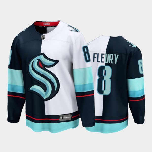 Men Seattle Kraken Cale Fleury #8 Split Edition 2021-22 Special Jersey Navy White