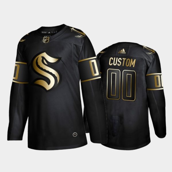 Men Seattle Kraken Custom #00 Limited Golden Edition Black Jersey