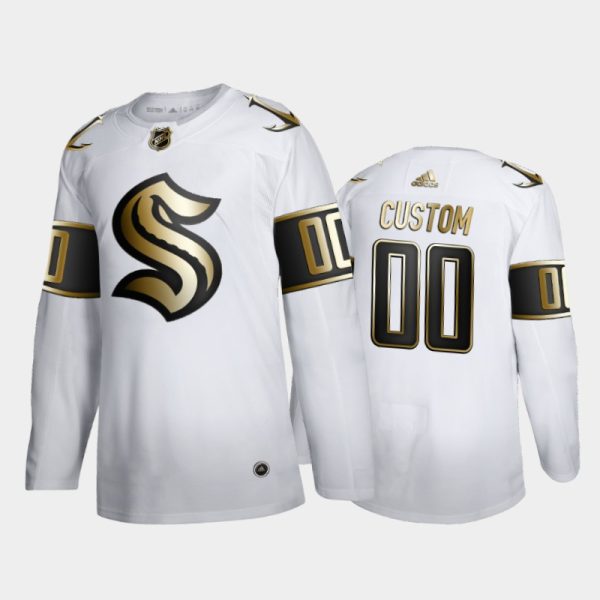 Men Seattle Kraken Custom #00 Limited Golden Edition White Jersey