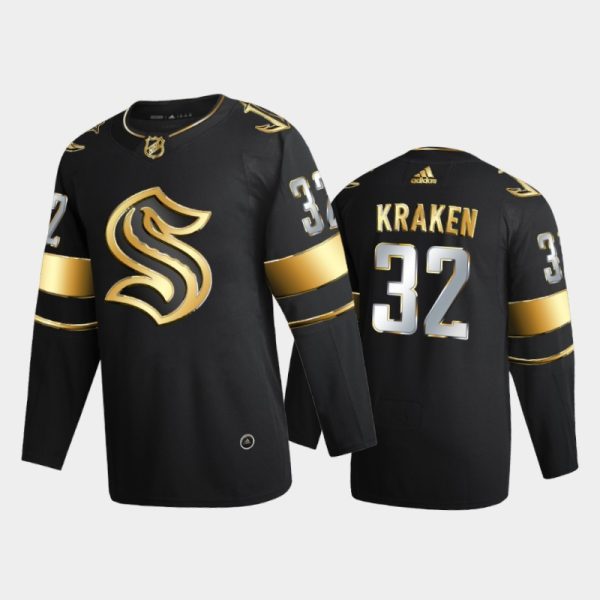 Men Seattle Kraken Kraken #32 2020-21 Golden Black Limited Edition Jersey