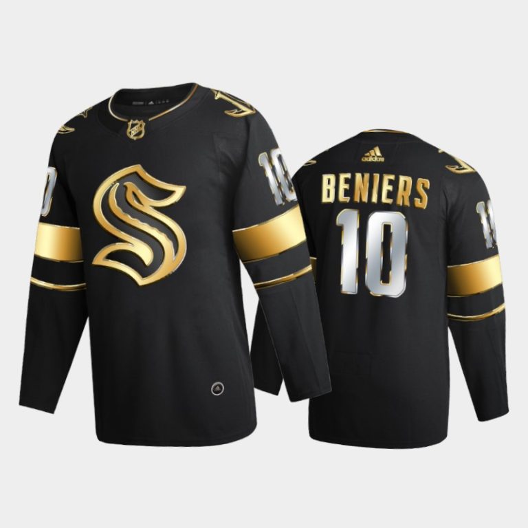 Men Seattle Kraken Matty Beniers 2021 NHL Draft Black Golden Jersey