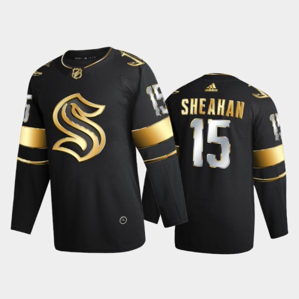 Men Seattle Kraken Riley Sheahan #15 Golden Edition Black Jersey