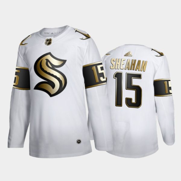 Men Seattle Kraken Riley Sheahan #15 Golden Edition White Jersey