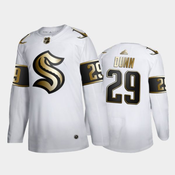 Men Seattle Kraken Vince Dunn #29 2021 Expansion Draft Golden Edition White Jersey