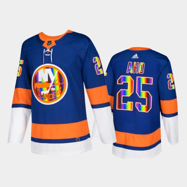 Men Sebastian Aho New York Islanders Pride Night 2022 Jersey Royal #25 HockeyIsForEveryone