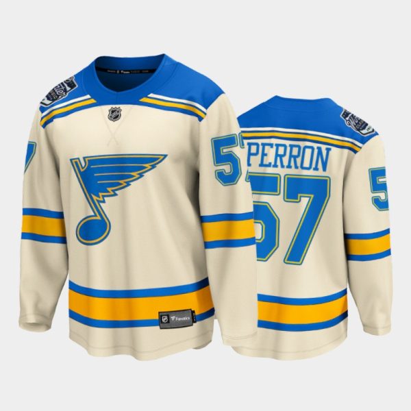 Men St. Louis Blues #57 David Perron 2022 Winter Classic Cream Bluenote Jersey