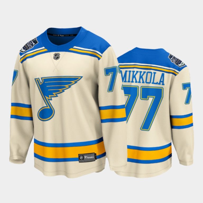 Men St. Louis Blues #77 Niko Mikkola 2022 Winter Classic Cream Bluenote Jersey