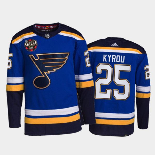 Men St. Louis Blues Jordan Kyrou 2022 NHL All-Star Skills Winner Jersey Blue Fastest Skater Uniform
