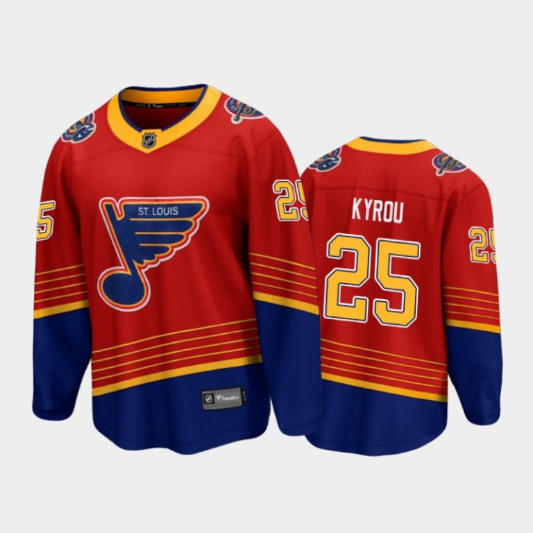 Men St. Louis Blues Jordan Kyrou #25 Reverse Retro Red 2020-21 Breakaway Player Jersey