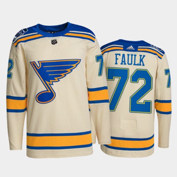 Men St. Louis Blues Justin Faulk #72 2022 Winter Classic Cream Jersey