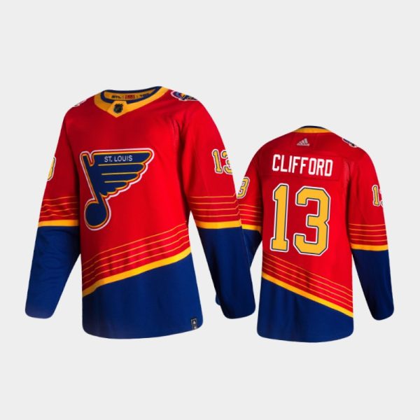 Men St. Louis Blues Kyle Clifford #13 Reverse Retro 2020-21 Red Special Edition Pro Jersey