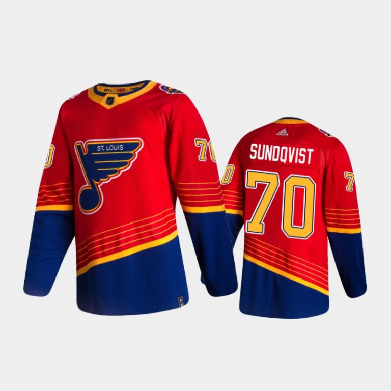 Men St. Louis Blues Oskar Sundqvist #70 Reverse Retro 2020-21 Red Special Edition Pro Jersey