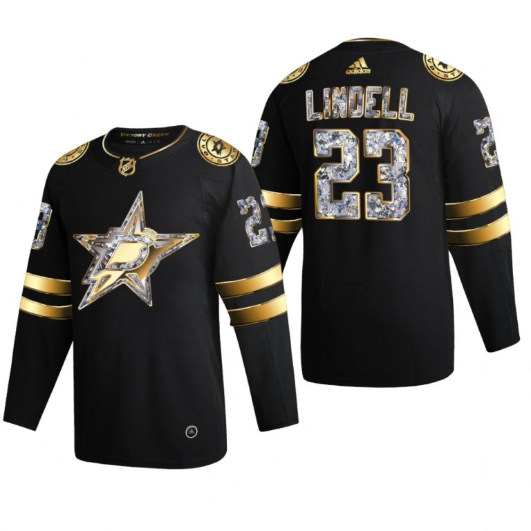 Men Stars Esa Lindell #23 2022 Stanley Cup Playoffs Black Diamond Edition Jersey