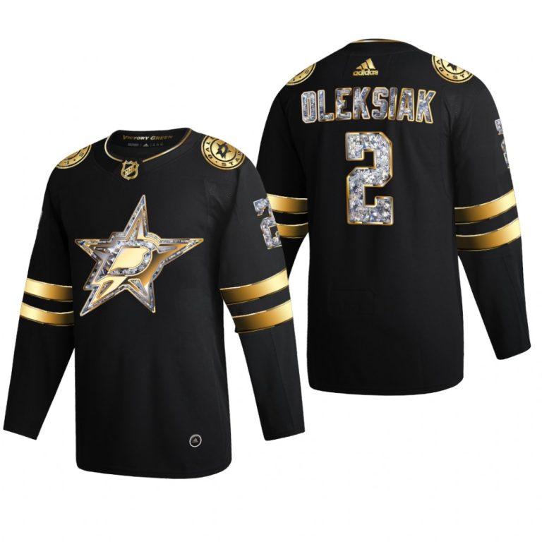 Men Stars Jamie Oleksiak #2 2022 Stanley Cup Playoffs Black Diamond Edition Jersey