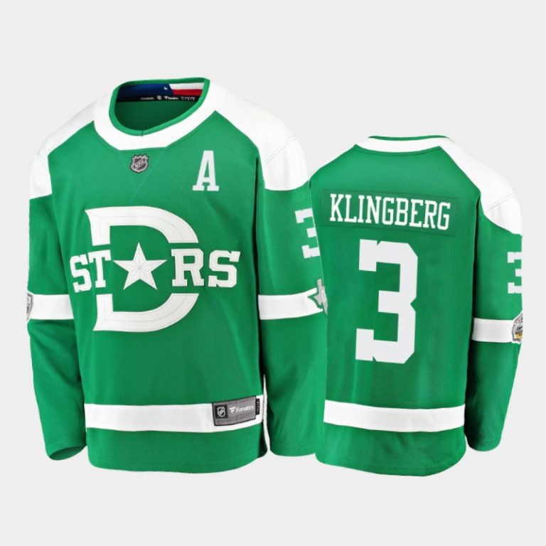 Men Stars John Klingberg #3 Green 2020 Winter Classic Breakaway Player Jersey