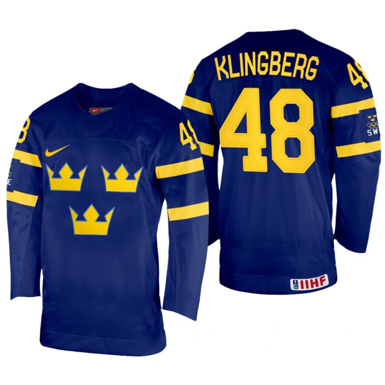 Men Sweden Hockey Carl Klingberg 2022 IIHF World Championship Navy #48 Jersey Away