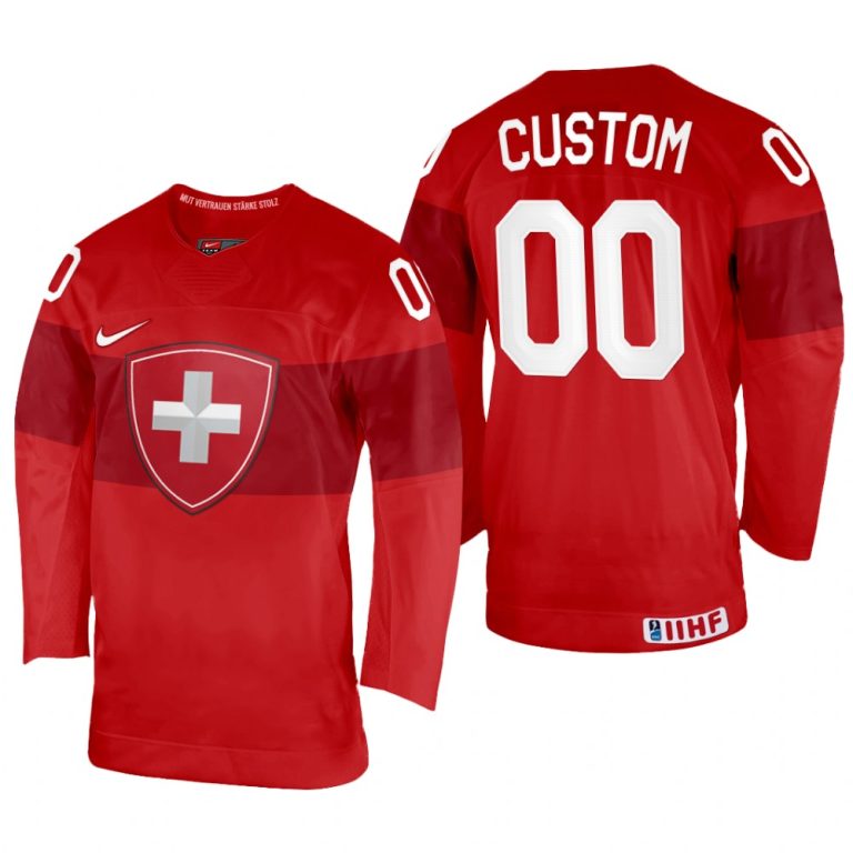 Men Switzerland Hockey Custom 2022 IIHF World Championship Red #00 Jersey Away