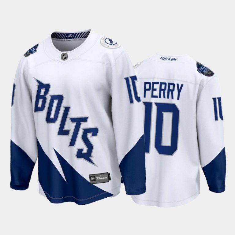 Men Tampa Bay Lightning #10 Corey Perry White 2022 Stadium Series Jersey