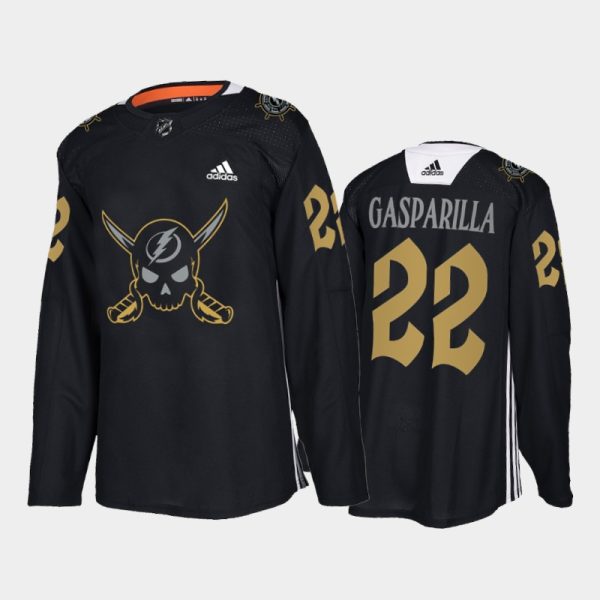 Men Tampa Bay Lightning #22 Gasparilla inspired Jersey Black Pirate-themed Warmup