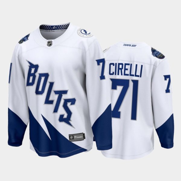 Men Tampa Bay Lightning #71 Anthony Cirelli White 2022 Stadium Series Jersey