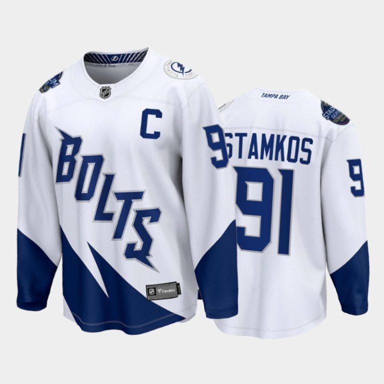 Men Tampa Bay Lightning #91 Steven Stamkos White 2022 Stadium Series Jersey