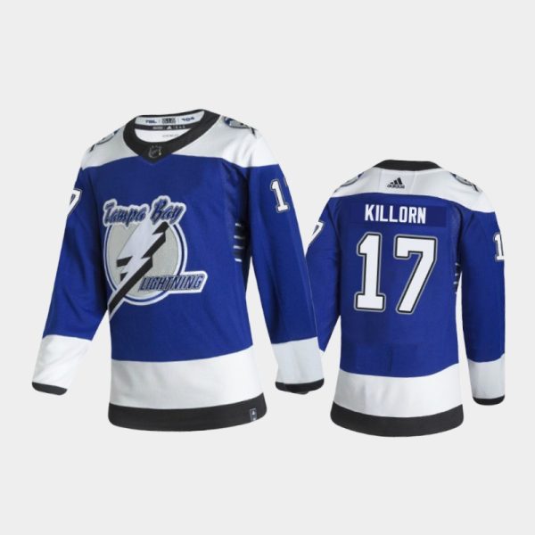 Men Tampa Bay Lightning Alex Killorn #17 Reverse Retro 2020-21 Blue Jersey