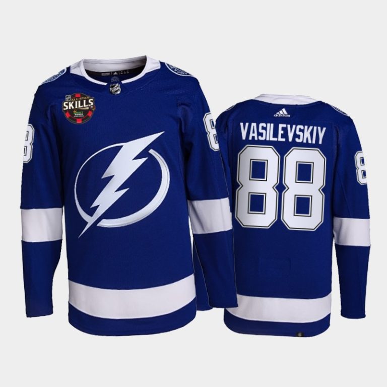 Men Tampa Bay Lightning Andrei Vasilevskiy 2022 NHL All-Star Skills Winner Jersey Blue Save Streak Uniform