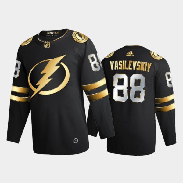 Men Tampa Bay Lightning Andrei Vasilevskiy #88 2020-21 Golden Black Limited Edition Jersey