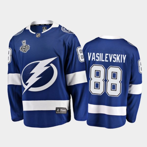 Men Tampa Bay Lightning Andrei Vasilevskiy #88 2020 Stanley Cup Final Blue Breakaway Player Home Jersey