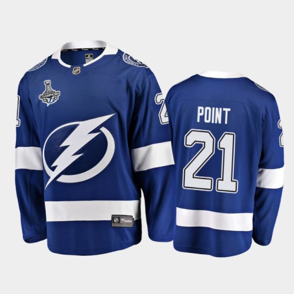 Men Tampa Bay Lightning Brayden Point #21 2020 Stanley Cup Champions Blue Breakaway Player Home Jersey