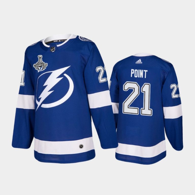 Men Tampa Bay Lightning Brayden Point #21 2020 Stanley Cup Champions Blue Patch Jersey